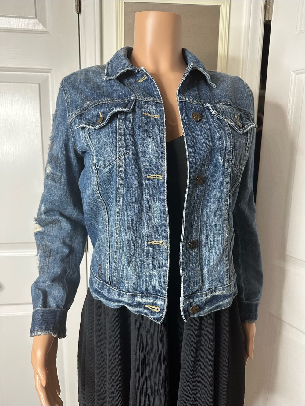 Denim & Supply Ralph Lauren Distressed Medium Blue Jean Jacket